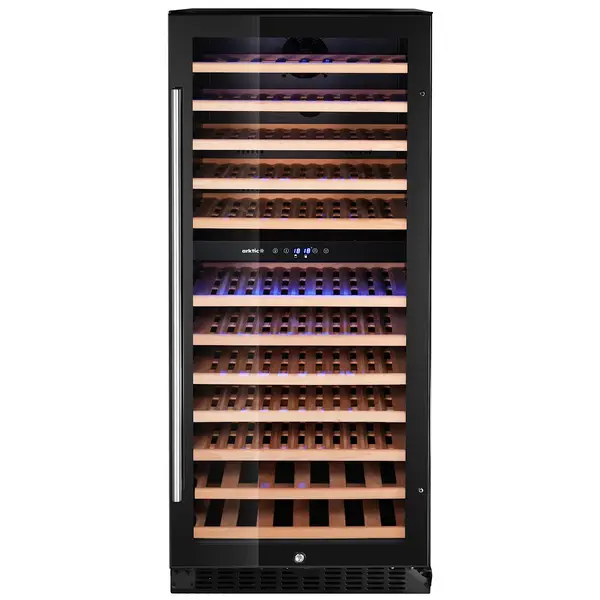 Wijnkoelkast | 265L (124x 75cl) | Zwart | 2 Zones | +5°C/+18°C | Statisch + Ventilator | 570x595x1400(h)mm