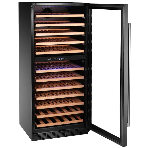 Wijnkoelkast | 265L (124x 75cl) | Zwart | 2 Zones | +5°C/+18°C | Statisch + Ventilator | 570x595x1400(h)mm