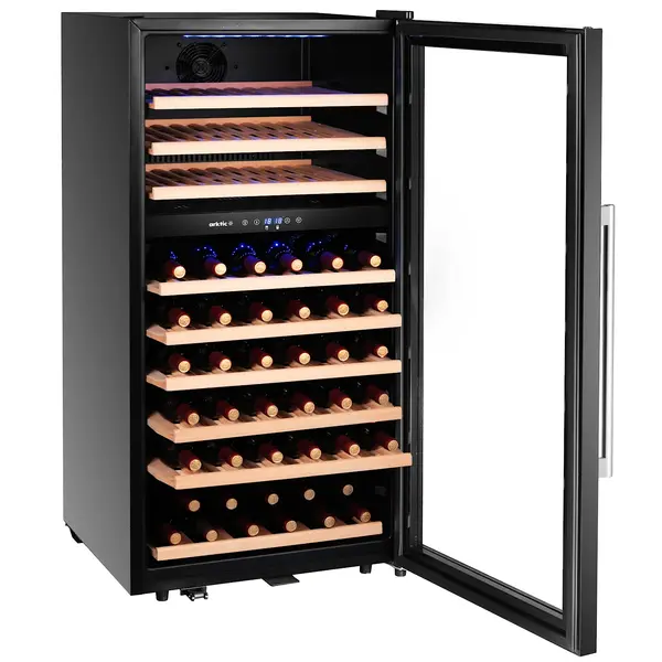 Wijnkoelkast | 230L (91x 75cl) | Zwart | 2 Zones | +5°C/+18°C | Statisch + Ventilator | Inbouwbaar | 570x595x1215(h)mm