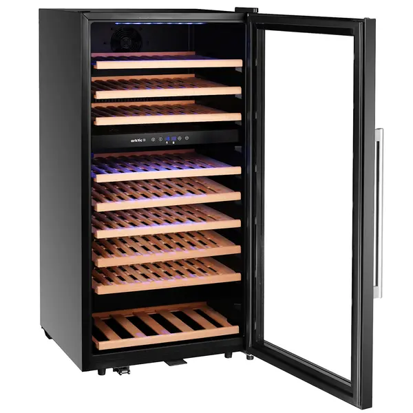 Wijnkoelkast | 230L (91x 75cl) | Zwart | 2 Zones | +5°C/+18°C | Statisch + Ventilator | Inbouwbaar | 570x595x1215(h)mm