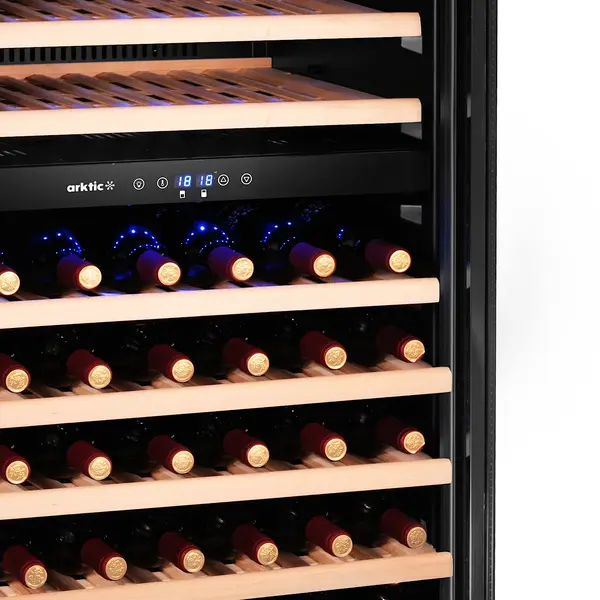 Wijnkoelkast | 230L (91x 75cl) | Zwart | 2 Zones | +5°C/+18°C | Statisch + Ventilator | Inbouwbaar | 570x595x1215(h)mm