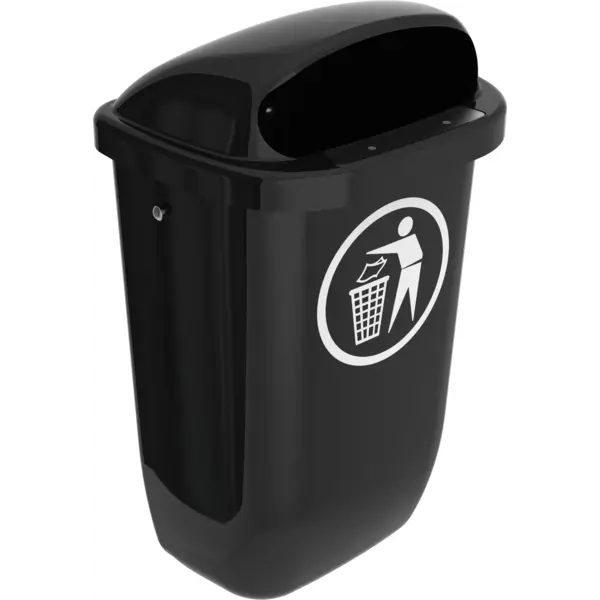 Wandafvalbak | DIN-PK | Kunststof/RVS | Antraciet | 50L | Open | 432x340x740(h)mm