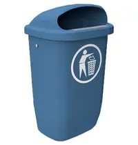 Luxus Wandafvalbak | DIN-PK | Kunststof/RVS | Blauw | 50L | Open | 432x340x740(h)mm