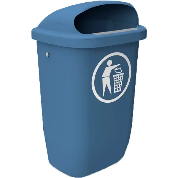 Wandafvalbak | DIN-PK | Kunststof/RVS | Blauw | 50L | Open | 432x340x740(h)mm