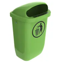 Luxus Wandafvalbak | DIN-PK | Kunststof/RVS | Limegroen | 50L | Open | 432x340x740(h)mm