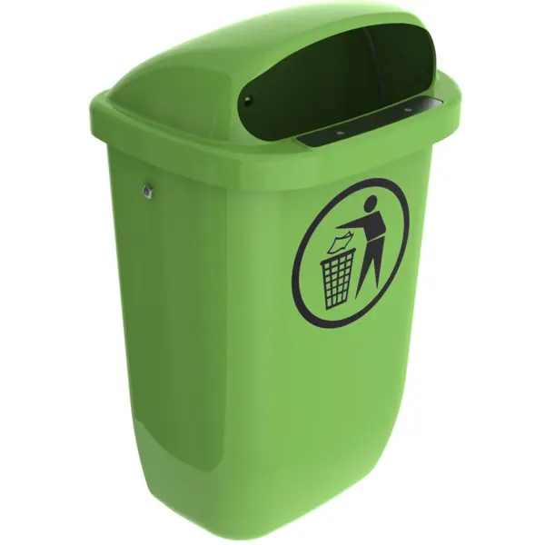 Wandafvalbak | DIN-PK | Kunststof/RVS | Limegroen | 50L | Open | 432x340x740(h)mm