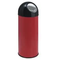 Luxus Afvalbak | Metaal/Kunststof | Rood/Zwart | 55L | Duwdeksel | Ø305x820(h)mm