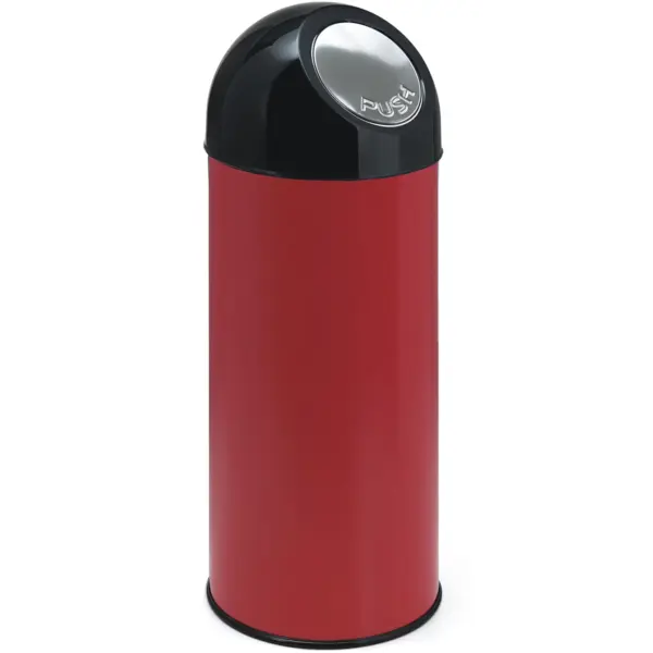 Afvalbak | Metaal/Kunststof | Rood/Zwart | 55L | Duwdeksel | Ø305x820(h)mm