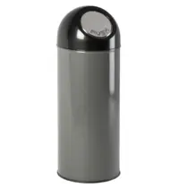 Luxus Afvalbak | Metaal/Kunststof | Grijs/Zwart | 55L | Duwdeksel | Ø305x820(h)mm