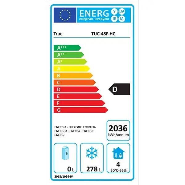 Vrieswerkbank | 376L | 2 Deuren | -18°C/-23°C | Geforceerd | Wielen (Geremd) | 1229x766x839(h)mm