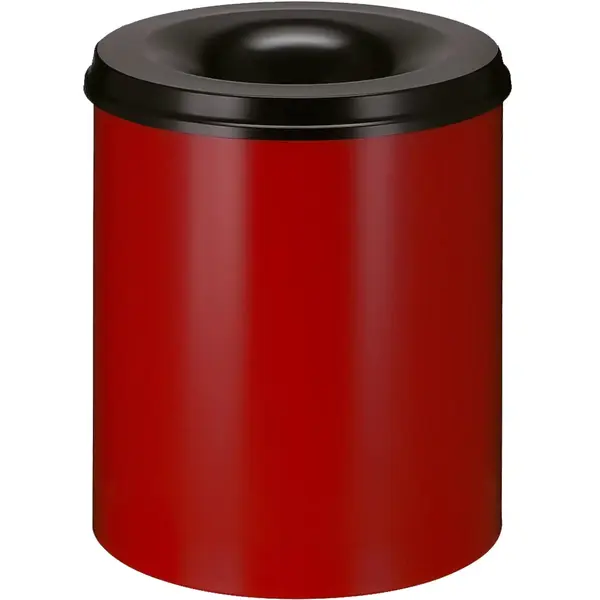 Afvalbak | Metaal | Rood/Zwart | 80L | Open | Vlamdovend | Ø465x540(h)mm