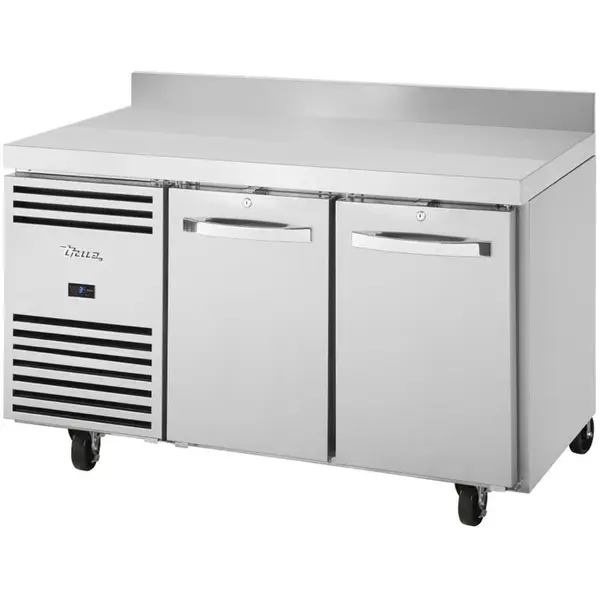 Koelwerkbank | Energiezuinig | 280L | 2 Deuren (1/1 GN) | 0°C/+3°C | Geforceerd | Achteropstand | Wielen (Geremd) | 1411x700x1000(h)mm