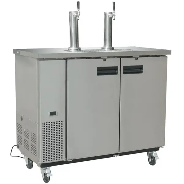 Tapinstallatie | G-SERIE | RVS | Fustkoeling (2x 50L) | Wielen (Geremd) | 1247x620x1438(h)mm