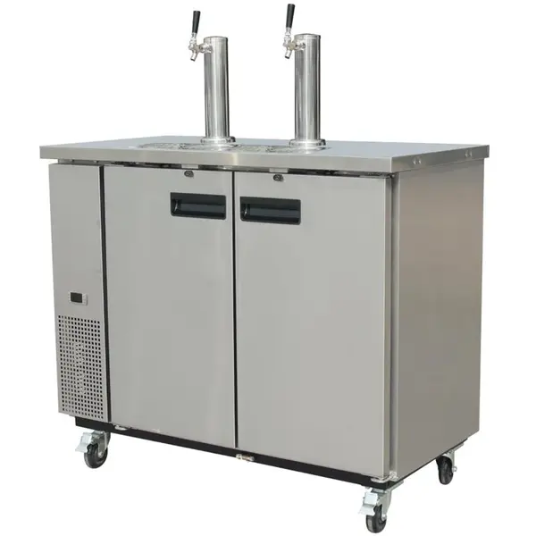 Tapinstallatie | G-SERIE | RVS | Fustkoeling (2x 50L) | Wielen (Geremd) | 1247x620x1438(h)mm