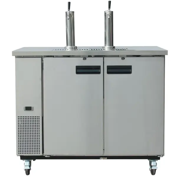 Tapinstallatie | G-SERIE | RVS | Fustkoeling (2x 50L) | Wielen (Geremd) | 1247x620x1438(h)mm