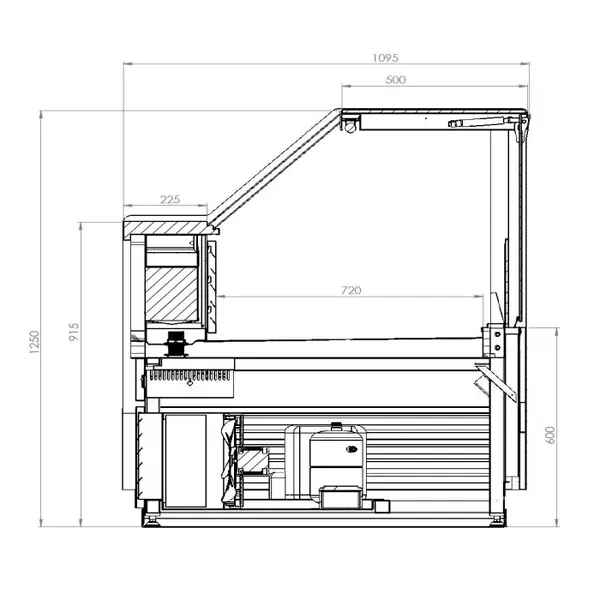 Vlees-/Viskoeltoonbank | RICK | -1°C/+7°C | Plaatkoeling | Kantelruit | 1945x1095x1250(h)mm