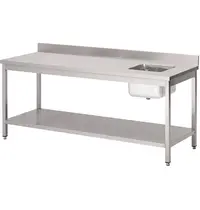 Gastro M Cheftafel | RVS | Spoelbak (Rechts) | Bodemschap | Achteropstand | 1600x700x850/900(h)mm