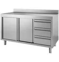 Gastro M Werkbank | RVS | Schuifdeuren + Laden (Rechts) | Diepte 600 | Hoogte 850/900 | Breedte 1000-2000 | Achteropstand