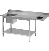 Gastro M Spoeltafel | RVS | 1 Spoelbak (Links) + Afdruipvlak + Afvalgat | Bodemschap | Achteropstand | 1400x700x850(h)mm
