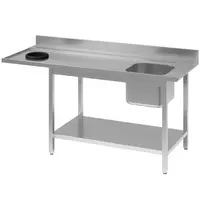 Gastro M Spoeltafel | RVS | 1 Spoelbak (Rechts) + Afdruipvlak + Afvalgat | Bodemschap | Achteropstand | 1000x700x850(h)mm