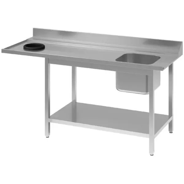 Spoeltafel | RVS | 1 Spoelbak (Rechts) + Afdruipvlak + Afvalgat | Bodemschap | Achteropstand | 1000x700x850(h)mm