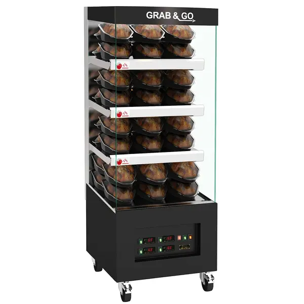 Verwarmd Wandmeubel | Zwart | ≤70°C | Geventileerd | 4 Niveaus | Zelfbediening | 3.2kW (230V) | Wielen (Geremd) | 650x735x1745(h)mm