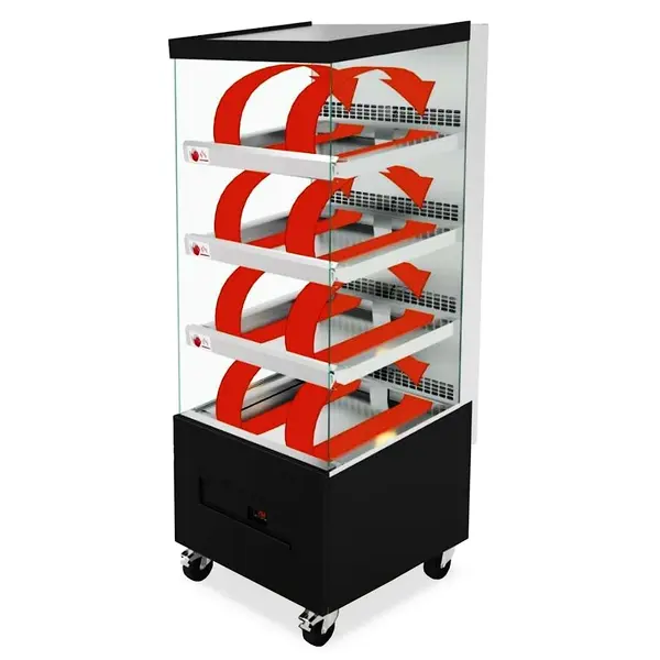 Verwarmd Wandmeubel | Zwart | ≤70°C | Geventileerd | 4 Niveaus | Zelfbediening | 3.2kW (230V) | Wielen (Geremd) | 650x735x1745(h)mm