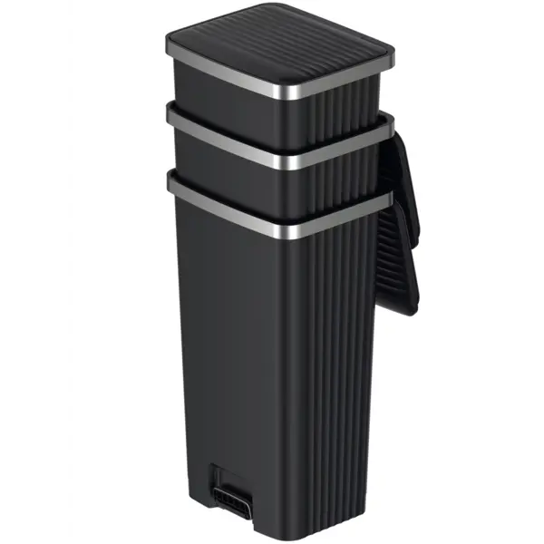 Pedaalemmer | HANA 2 | Kunststof/RVS | Zwart | 90L | Klapdeksel | 375x450x825(h)mm