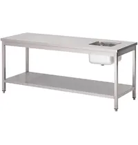Gastro M Cheftafel | RVS | Spoelbak (Rechts) | Bodemschap | 1600x700x850/900(h)mm 