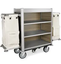 WAS Germany Huishoudwagen | HEIDI | Aluminium/Gelamineerd | 4 Niveaus | Waszakken | Wielen (Geremd) | 1900x650x1400(h)mm 