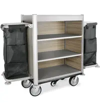 WAS Germany Huishoudwagen | HEIDI | Aluminium/Gelamineerd | 4 Niveaus | Waszakken | Wielen (Geremd) | 1900x650x1400(h)mm 