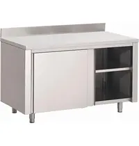 Gastro M Werkbank | RVS | Schuifdeuren | Diepte 700 | Hoogte 880/930 | Breedte 1000-2000 | Achteropstand