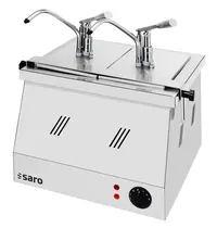 Saro Verwarmde Sausdispenser | RVS | 2x 1/4 GN (2x 4.5L) | 30°C/90°C | Portie 35ml | 0.9kW (230V) | 400x380x510(h)mm