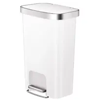 EKO Pedaalemmer | HANA | Kunststof/RVS | Wit | 50L | Klapdeksel | Afvalscheiding | Wielen | 433x312x641(h)mm