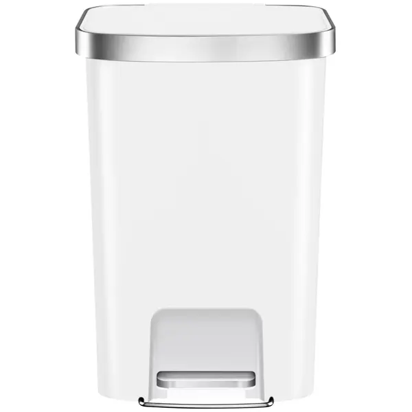 Pedaalemmer | HANA | Kunststof/RVS | Wit | 50L | Klapdeksel | Afvalscheiding | Wielen | 433x312x641(h)mm