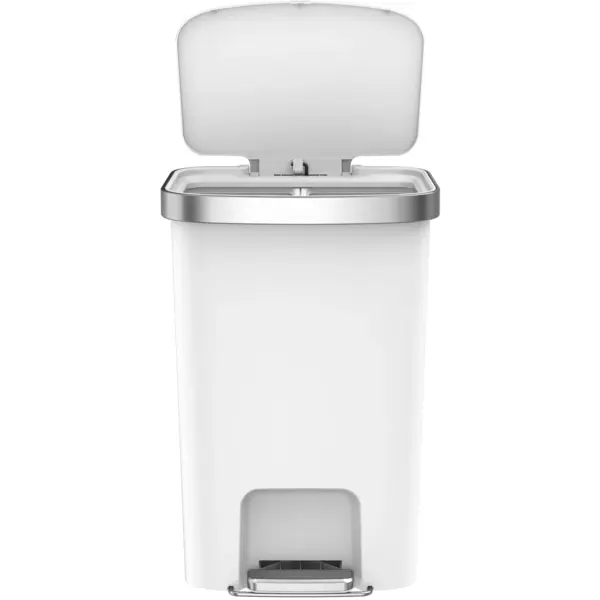 Pedaalemmer | HANA | Kunststof/RVS | Wit | 50L | Klapdeksel | Afvalscheiding | Wielen | 433x312x641(h)mm