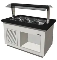 Saro Verwarmd Buffet | PREMIUM LINE | Wit/Graniet | 3x 1/1 GN | 30°C/90°C | Bain-Marie | Verlichte Kap | Wielen (Geremd) | 1300x880x1350(h)mm 
