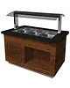 Saro Verwarmd Buffet | PREMIUM LINE | Houtlook/Graniet | 3x 1/1 GN | 30°C/90°C | Bain-Marie | Verlichte Kap | Wielen (Geremd) | 1300x880x1350(h)mm 