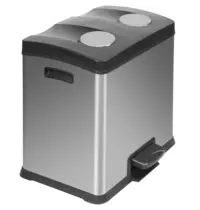 EKO Pedaalemmer | REJOICE | RVS/Kunststof | Zwart | 24L | Klapdeksel | Afvalscheiding | Anti Fingerprint | 405x382x430(h)mm