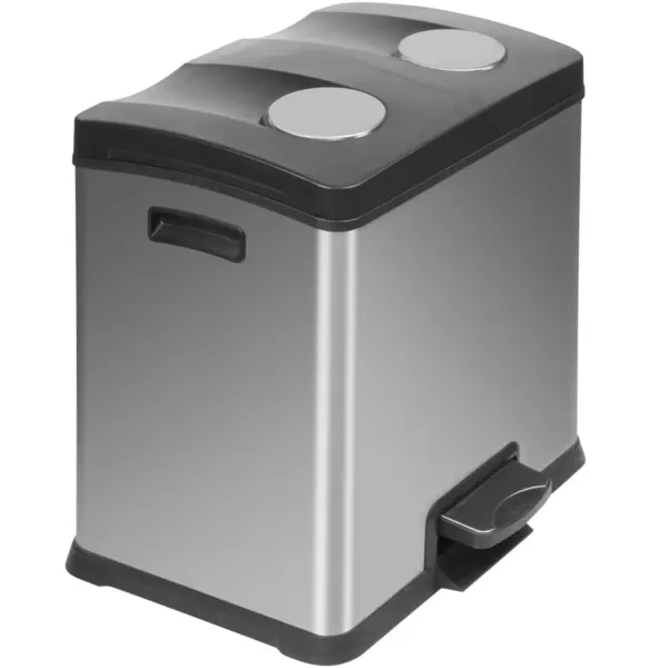 Pedaalemmer | REJOICE | RVS/Kunststof | Zwart | 24L | Klapdeksel | Afvalscheiding | Anti Fingerprint | 405x382x430(h)mm