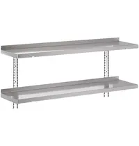 Gastro M Wandschap | RVS | 2 Niveaus | Diepte 400 | Hoogte 600 | Breedte 1000-2000 | Incl. Wandsteunen