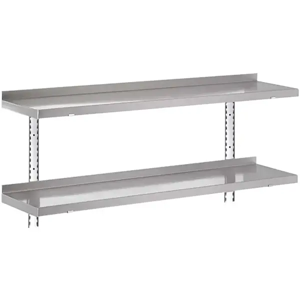 Wandschap | RVS | 2 Niveaus | Diepte 400 | Hoogte 600 | Breedte 1000-2000 | Incl. Wandsteunen