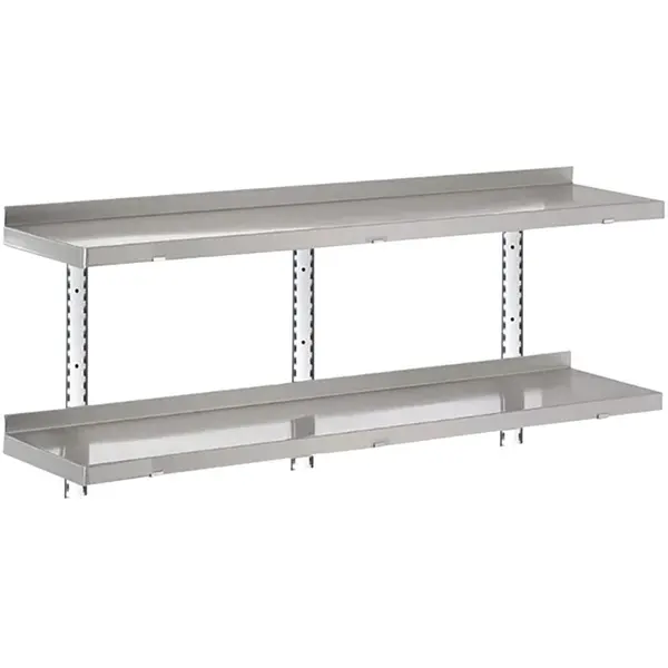 Wandschap | RVS | 2 Niveaus | Diepte 400 | Hoogte 600 | Breedte 1000-2000 | Incl. Wandsteunen