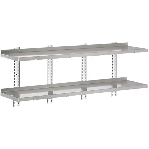 Wandschap | RVS | 2 Niveaus | Diepte 400 | Hoogte 600 | Breedte 1000-2000 | Incl. Wandsteunen