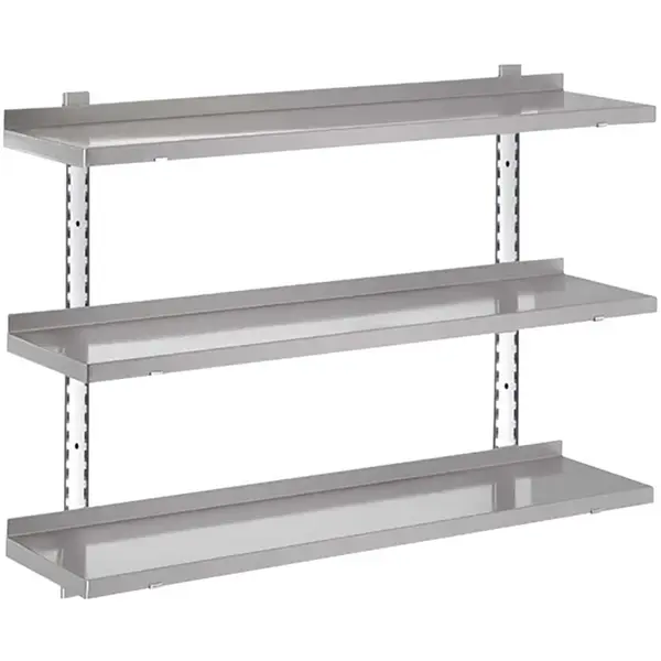 Wandschap | RVS | 3 Niveaus | Diepte 400 | Hoogte 1000 | Breedte 1000-2000 | Incl. Wandsteunen