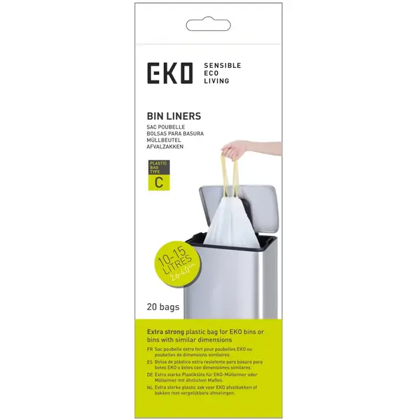 Afvalzakken | Kunststof | Wit | 15L | EKO Afvalbakken | 480 Stuks | 450x500(h)mm