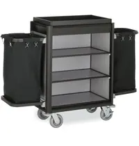 WAS Germany Huishoudwagen | ISABELLA | Aluminium/Hout | 4 Niveaus | Incl. Waszakken | Wielen (Geremd) | 1550x550x1160(h)mm 