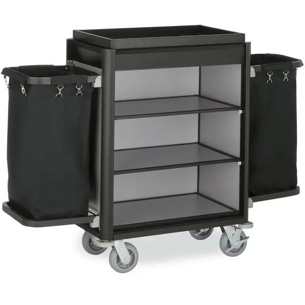 Huishoudwagen | ISABELLA | Aluminium/Hout | 4 Niveaus | Incl. Waszakken | Wielen (Geremd) | 1550x550x1160(h)mm