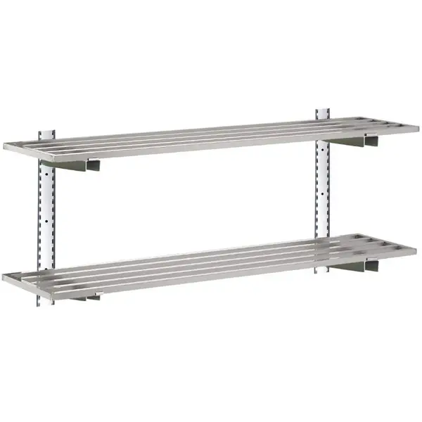 Wandrek | RVS | 2 Niveaus | Diepte 400 | Hoogte 600 | Breedte 1000-2000 | Incl. Wandsteunen