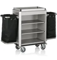 WAS Germany Huishoudwagen | ISABELLA | Aluminium/Hout | 3 Niveaus | Incl. Waszakken | Wielen (Geremd) | 1550x550x1160(h)mm